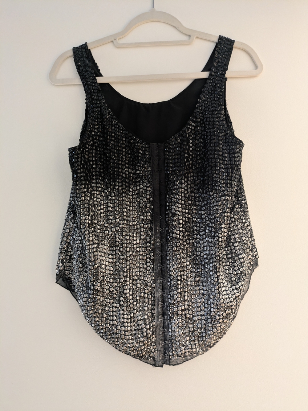 Black and Silver Sequin Ombre Camisole Tank